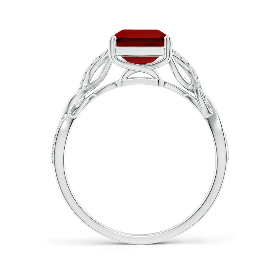 9x7mm Labgrown Lab-Grown Emerald-Cut Solitaire Ruby Infinity Twist Ring in White Gold Side 199