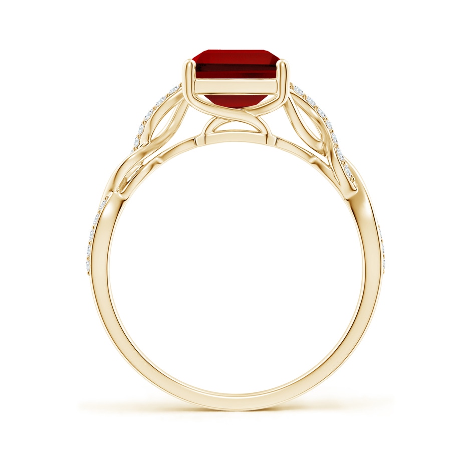 9x7mm Labgrown Lab-Grown Emerald-Cut Solitaire Ruby Infinity Twist Ring in Yellow Gold side 199