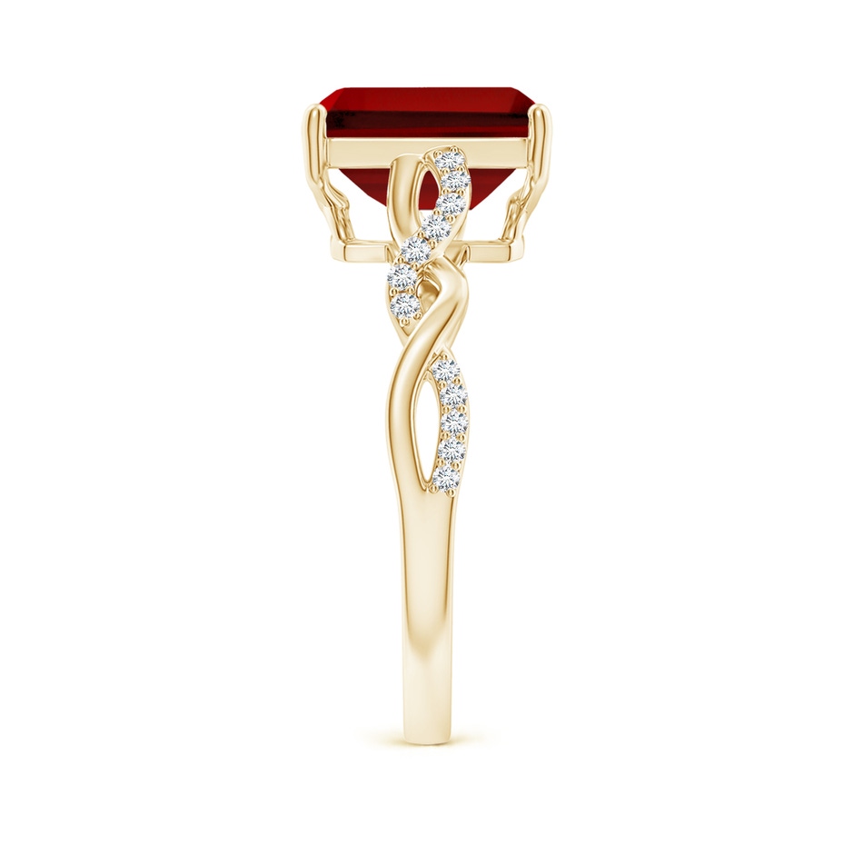 9x7mm Labgrown Lab-Grown Emerald-Cut Solitaire Ruby Infinity Twist Ring in Yellow Gold side 299