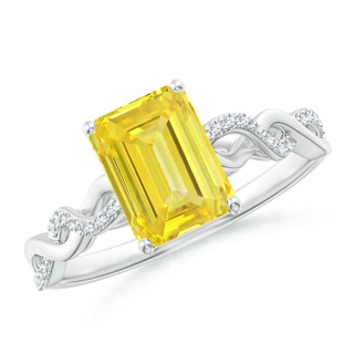 8x6mm Labgrown Emerald-Cut Solitaire Lab-Grown Fancy Intense Yellow Diamond Infinity Twist Ring in P950 Platinum