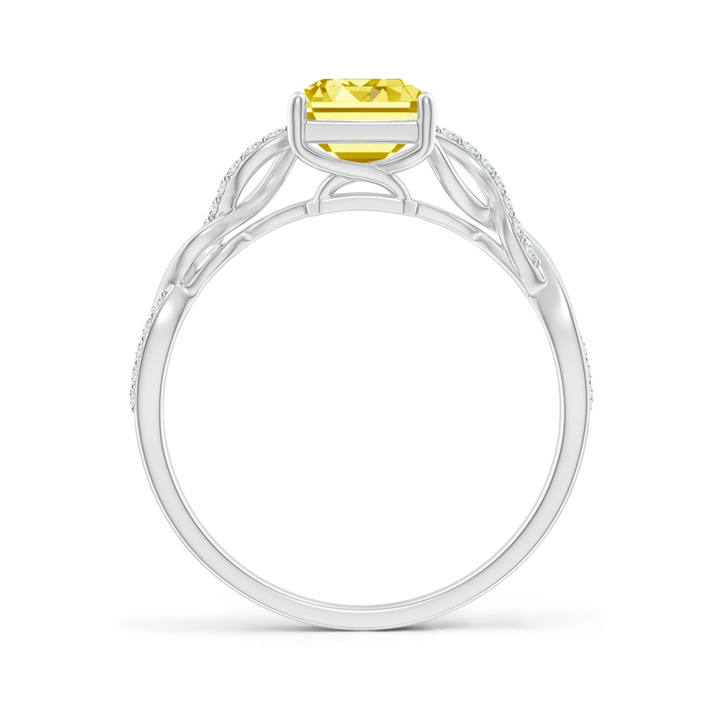 8x6mm Labgrown Emerald-Cut Solitaire Lab-Grown Fancy Intense Yellow Diamond Infinity Twist Ring in White Gold - side 199