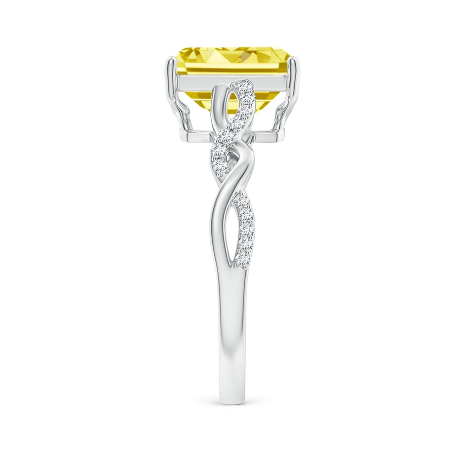 9x7mm Labgrown Emerald-Cut Solitaire Lab-Grown Fancy Intense Yellow Diamond Infinity Twist Ring in P950 Platinum side 299