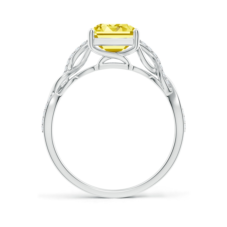 9x7mm Labgrown Emerald-Cut Solitaire Lab-Grown Fancy Intense Yellow Diamond Infinity Twist Ring in S999 Silver side 199