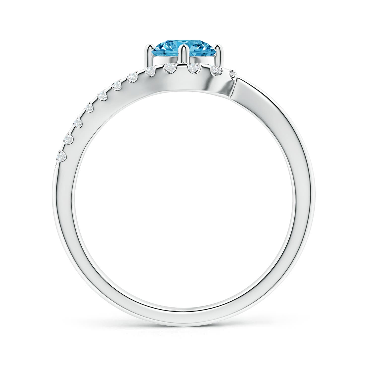 5.1mm Labgrown Solitaire Round Lab-Grown Fancy Intense Blue Diamond Swirl Promise Ring in 18K White Gold