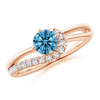 5.1mm Labgrown Solitaire Round Lab-Grown Fancy Intense Blue Diamond Swirl Promise Ring in Rose Gold