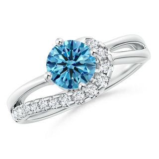 6.4mm Labgrown Solitaire Round Lab-Grown Fancy Intense Blue Diamond Swirl Promise Ring in P950 Platinum