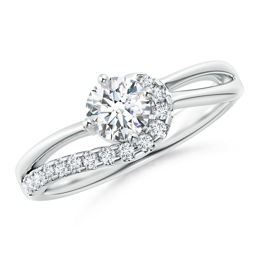 5.1mm FGVS Lab-Grown Solitaire Round Diamond Swirl Promise Ring in P950 Platinum