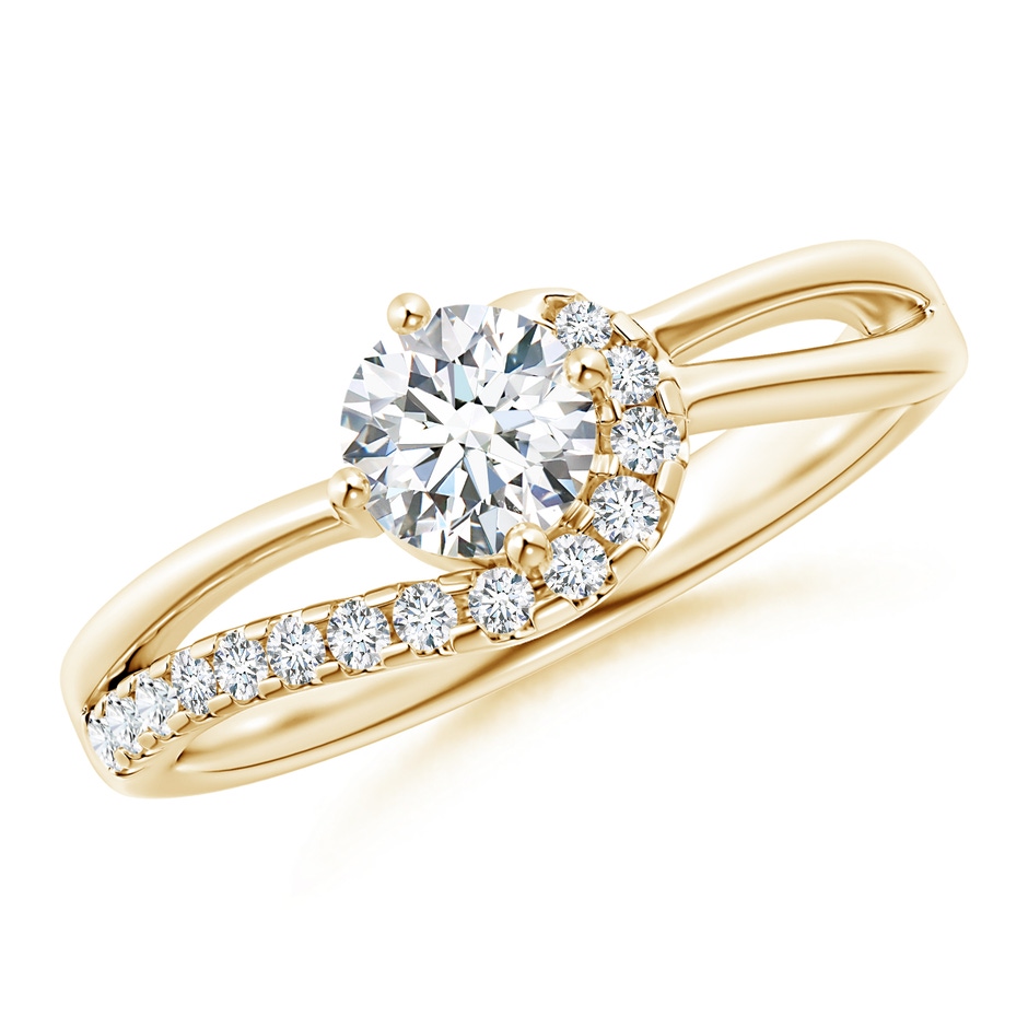 5.1mm FGVS Lab-Grown Solitaire Round Diamond Swirl Promise Ring in Yellow Gold 