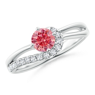 5.1mm Labgrown Solitaire Round Lab-Grown Fancy Intense Pink Diamond Swirl Promise Ring in P950 Platinum