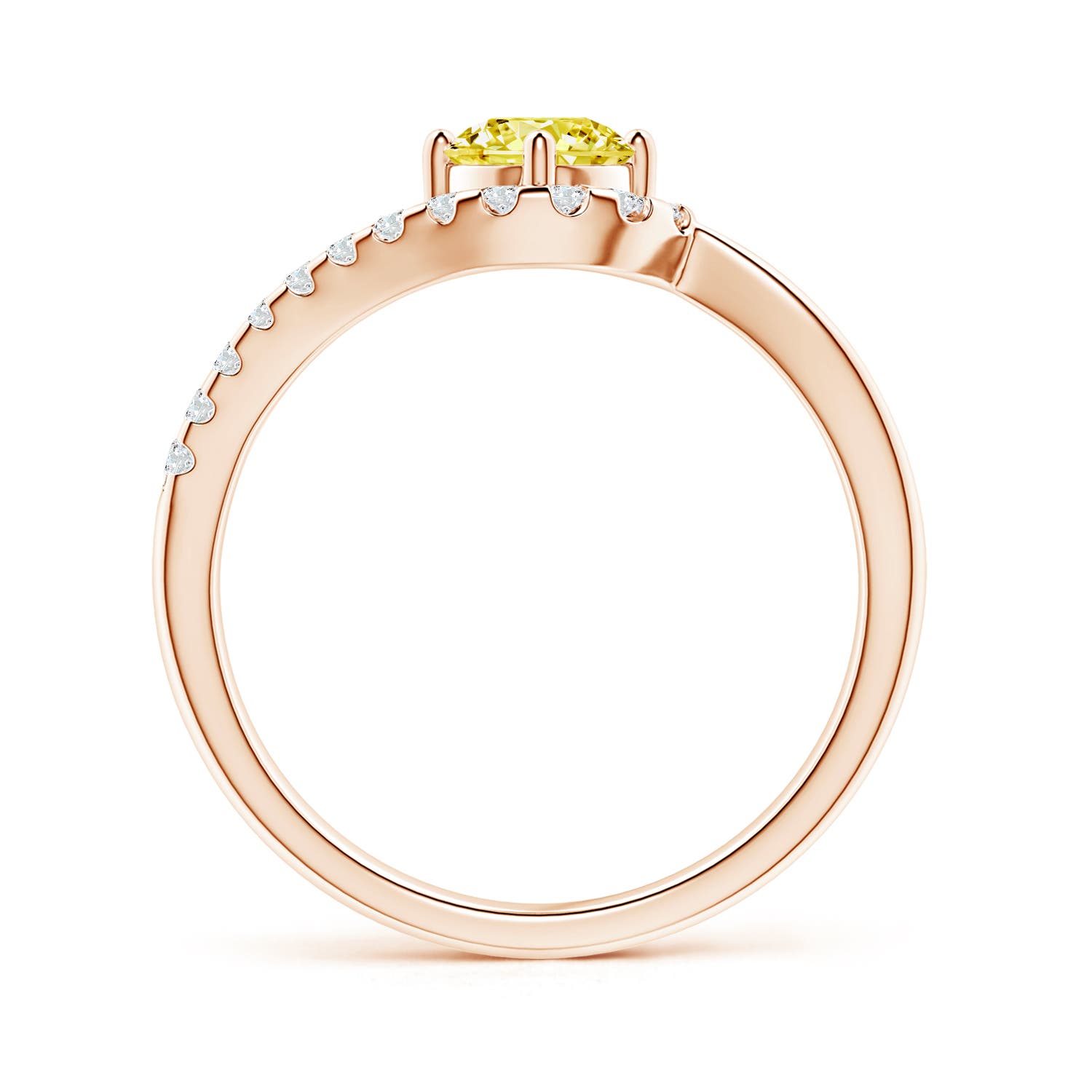 5.1mm Labgrown Solitaire Round Lab-Grown Fancy Intense Yellow Diamond Swirl Promise Ring in 18K Rose Gold