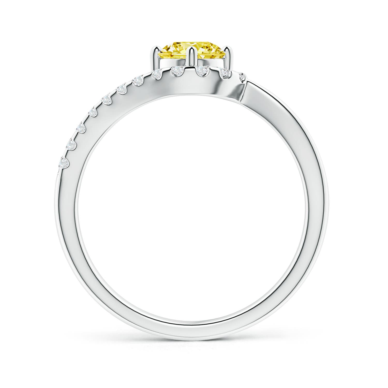 5.1mm Labgrown Solitaire Round Lab-Grown Fancy Intense Yellow Diamond Swirl Promise Ring in P950 Platinum