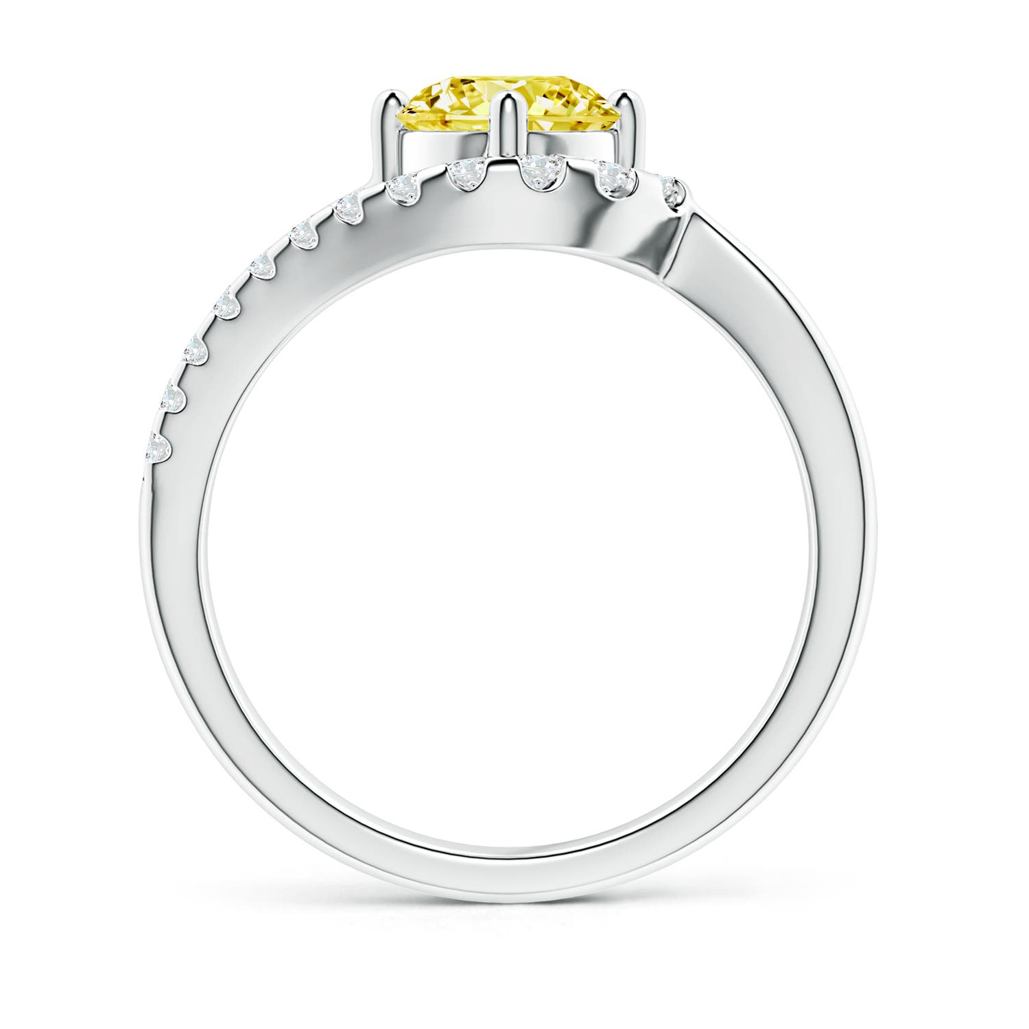 6.4mm Labgrown Solitaire Round Lab-Grown Fancy Intense Yellow Diamond Swirl Promise Ring in White Gold