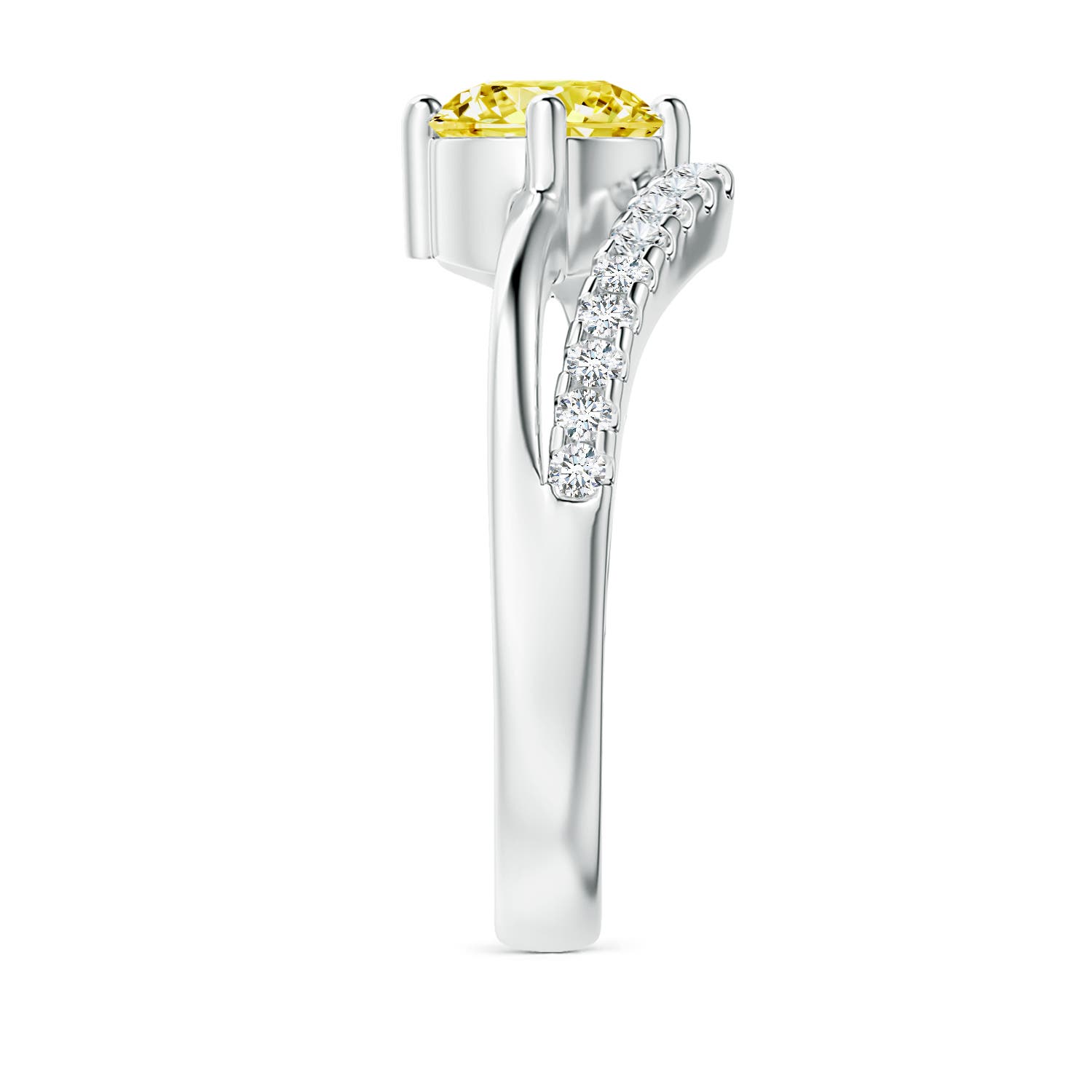 6.4mm Labgrown Solitaire Round Lab-Grown Fancy Intense Yellow Diamond Swirl Promise Ring in White Gold - side 3