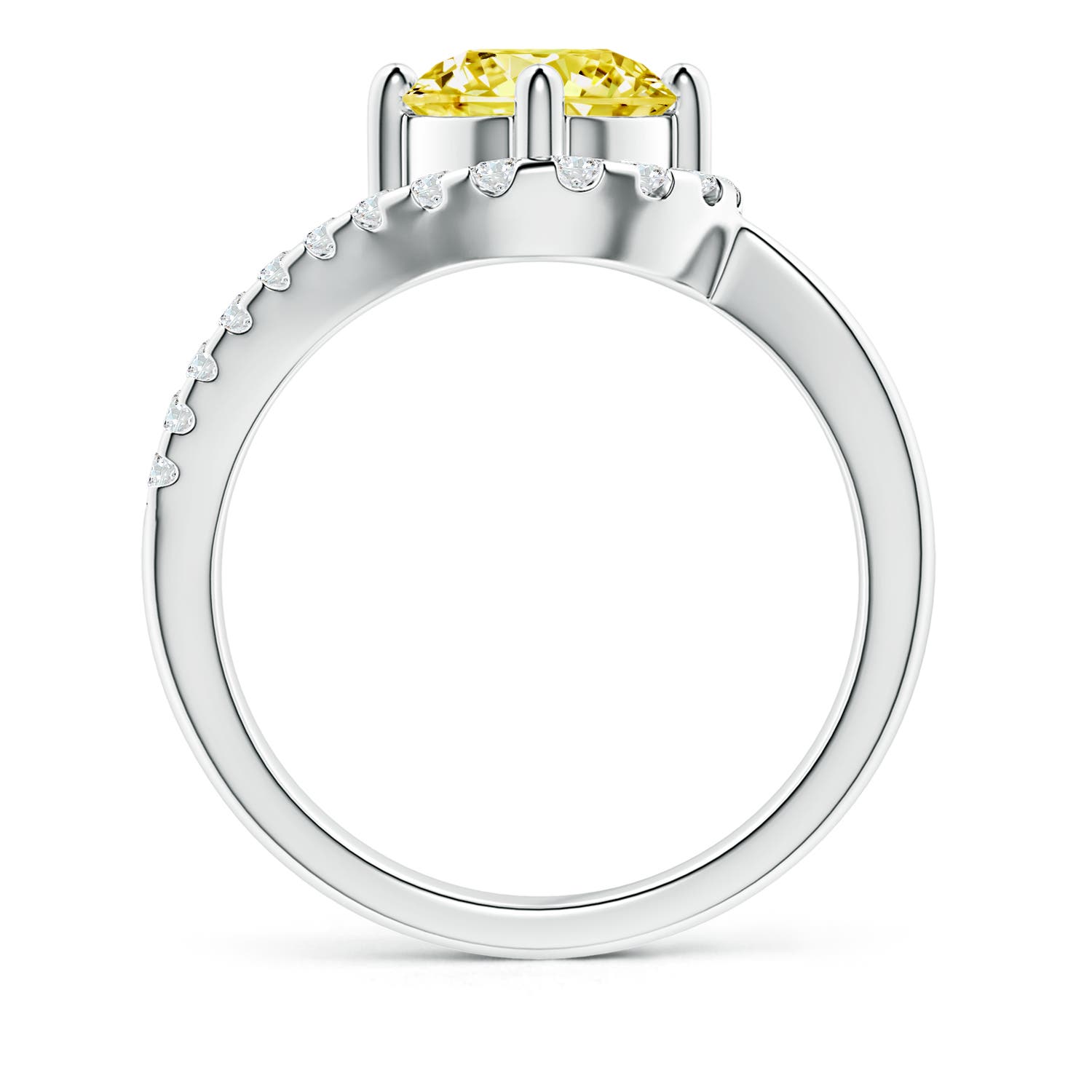 7.4mm Labgrown Solitaire Round Lab-Grown Fancy Intense Yellow Diamond Swirl Promise Ring in P950 Platinum