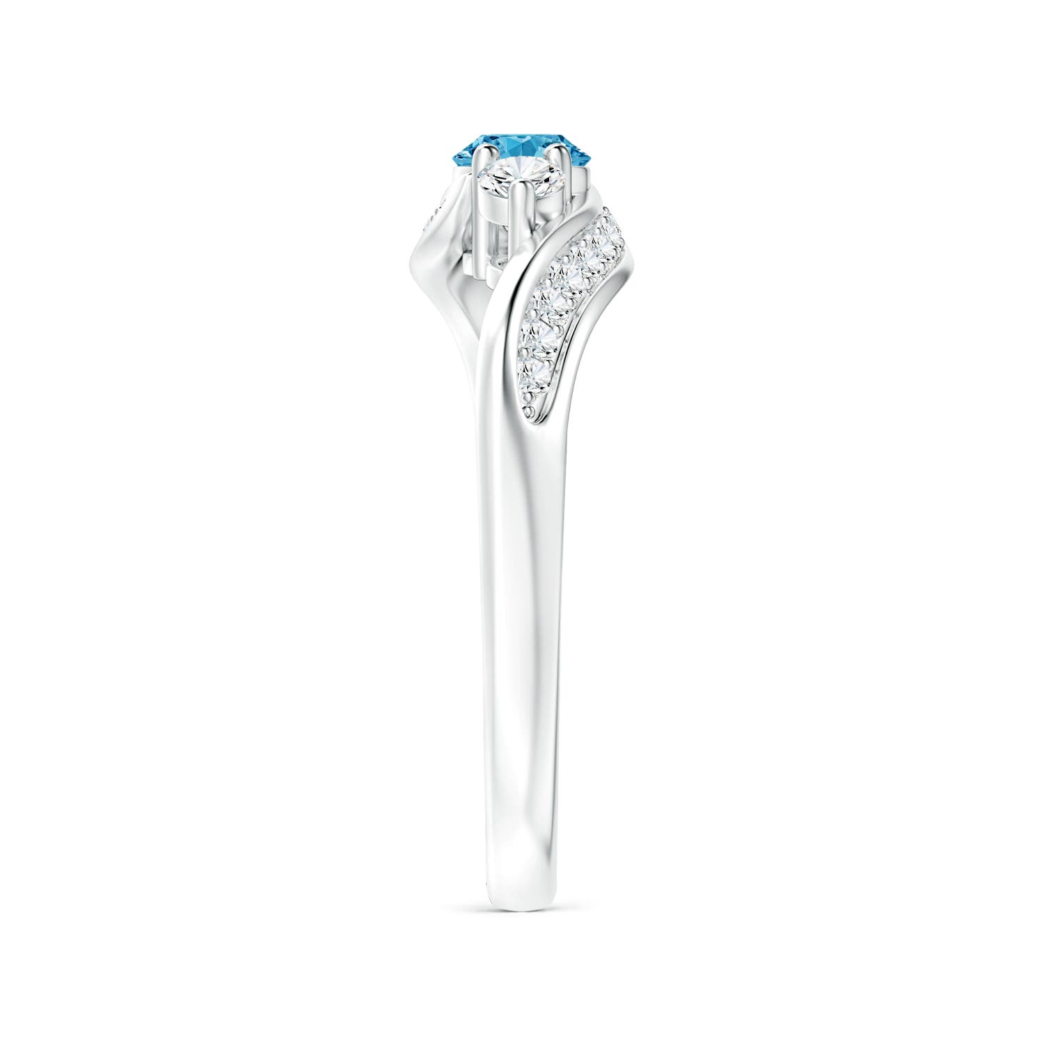 Horizontally Set Three Stone Lab-Grown Fancy Intense Blue Diamond ...