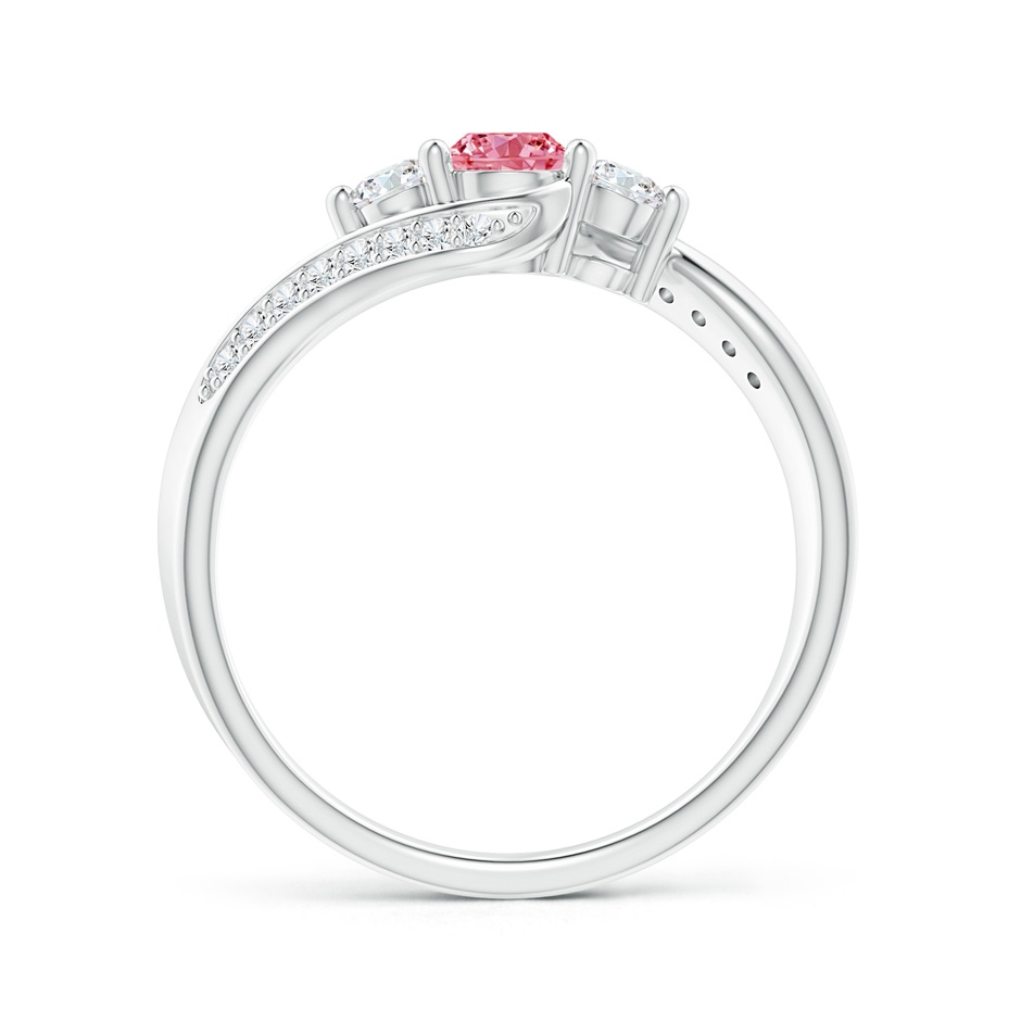 4mm Labgrown Horizontally Set Three Stone Lab-Grown Fancy Intense Pink Diamond Bypass Ring in P950 Platinum side 199