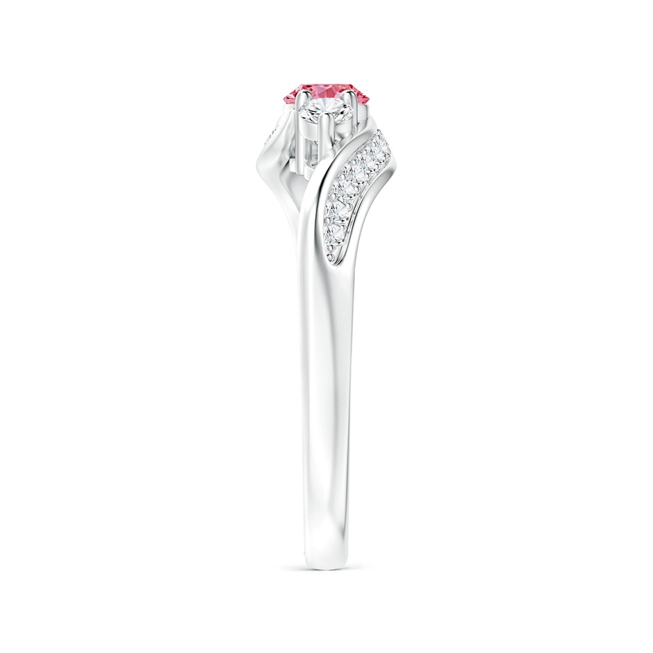 4mm Labgrown Horizontally Set Three Stone Lab-Grown Fancy Intense Pink Diamond Bypass Ring in P950 Platinum side 299