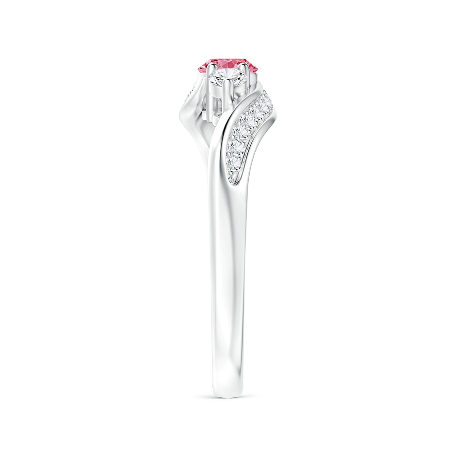 4mm Labgrown Horizontally Set Three Stone Lab-Grown Fancy Intense Pink Diamond Bypass Ring in White Gold side 299