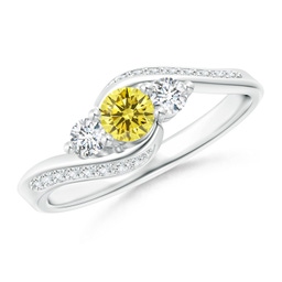 Fashion Platinum Lab Grown Yellow Diamond Rings