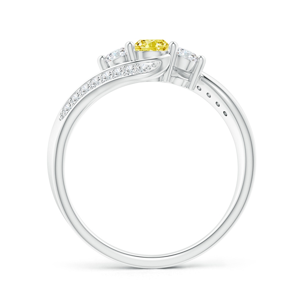4mm Labgrown Horizontally Set Three Stone Lab-Grown Fancy Intense Yellow Diamond Bypass Ring in White Gold - side 199