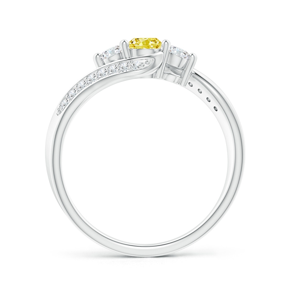 4mm Labgrown Horizontally Set Three Stone Lab-Grown Fancy Intense Yellow Diamond Bypass Ring in White Gold side 199