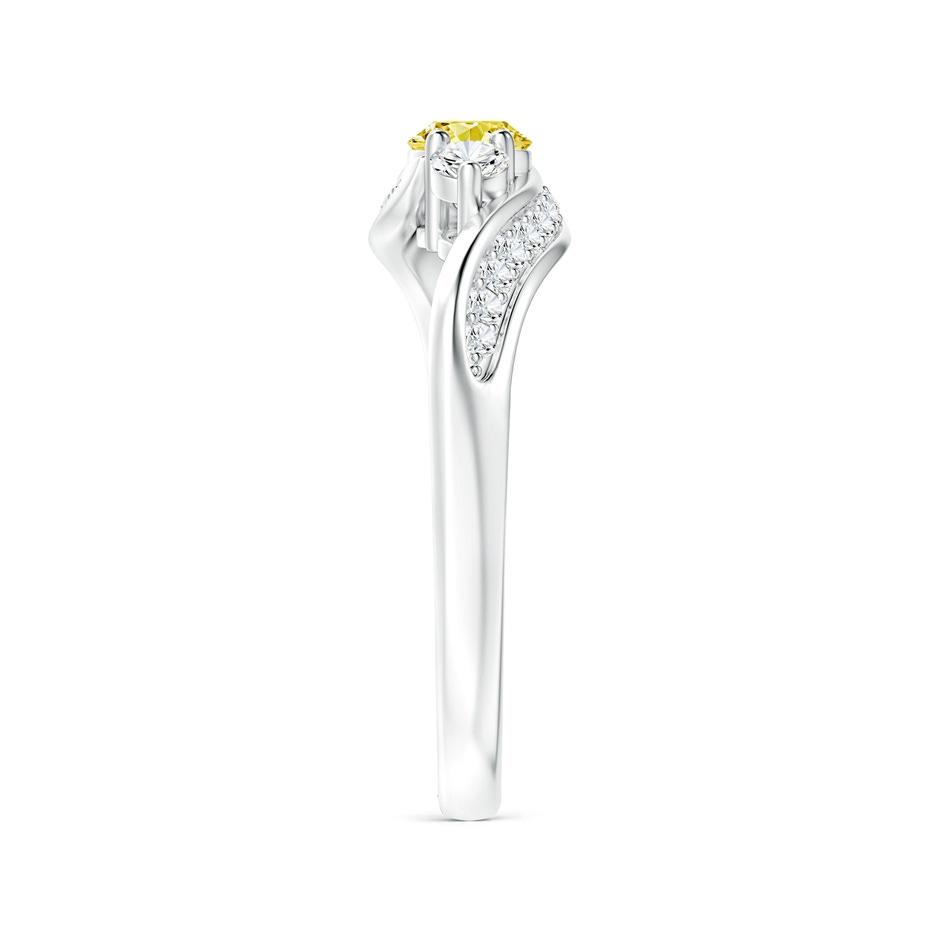 4mm Labgrown Horizontally Set Three Stone Lab-Grown Fancy Intense Yellow Diamond Bypass Ring in White Gold side 299