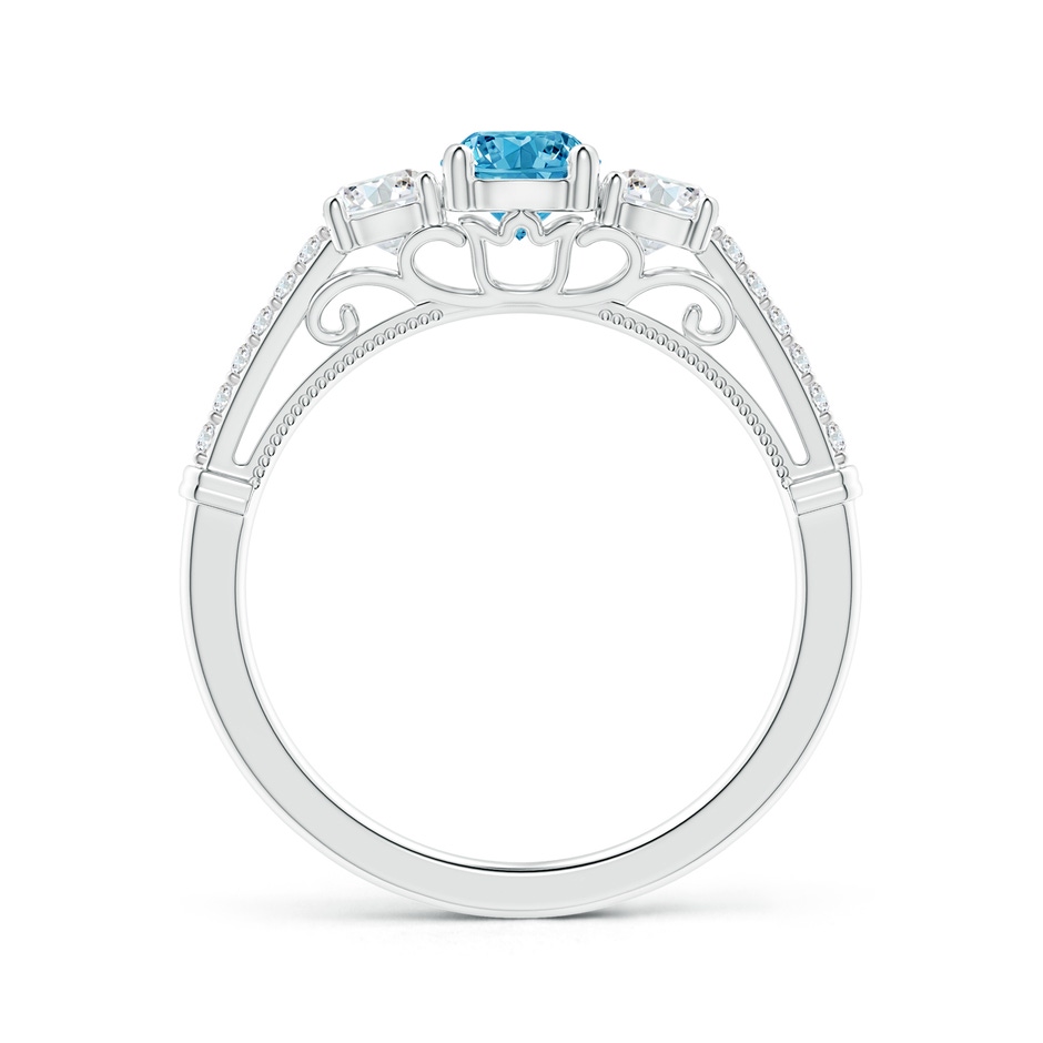 5mm Labgrown Three Stone Lab-Grown Fancy Intense Blue Diamond Cathedral Engagement Ring in P950 Platinum side 199