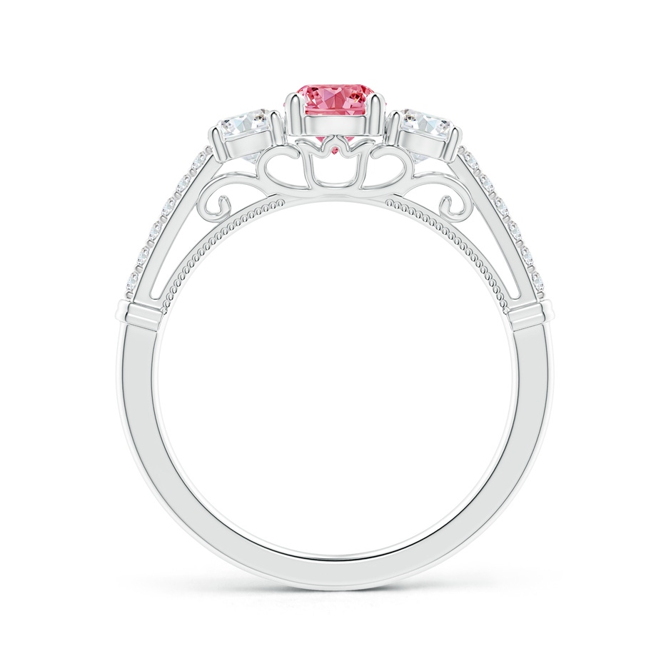 5mm Labgrown Three Stone Lab-Grown Fancy Intense Pink Diamond Cathedral Engagement Ring in White Gold side 199