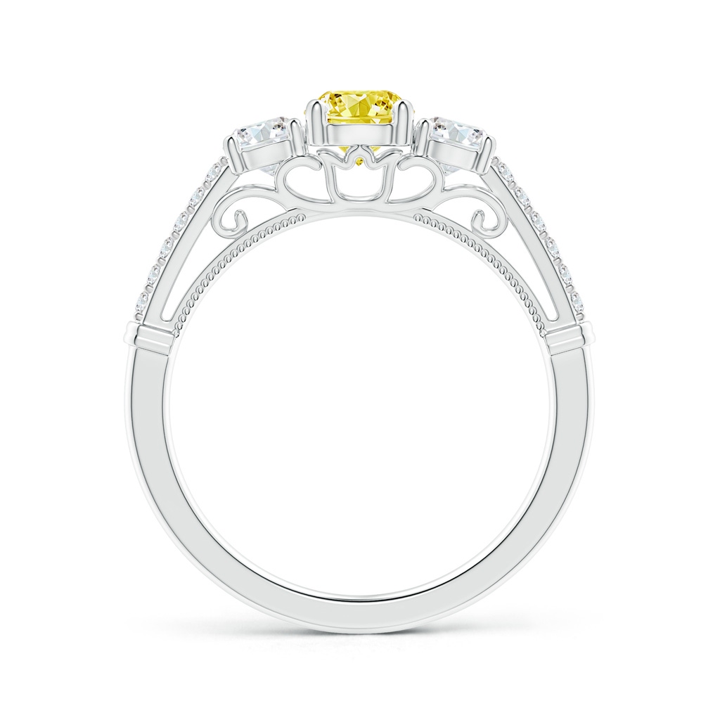 5mm Labgrown Three Stone Lab-Grown Fancy Intense Yellow Diamond Cathedral Engagement Ring in White Gold - side 199