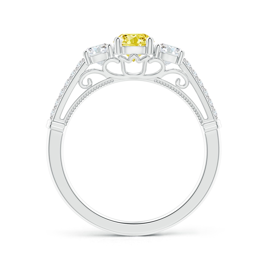 5mm Labgrown Three Stone Lab-Grown Fancy Intense Yellow Diamond Cathedral Engagement Ring in White Gold side 199