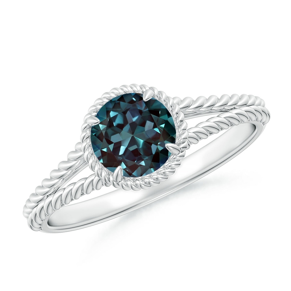 6mm Labgrown Lab-Grown Alexandrite Twist Rope Split Shank Ring in White Gold 