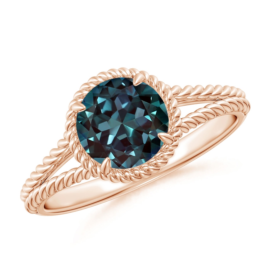 7mm Labgrown Lab-Grown Alexandrite Twist Rope Split Shank Ring in 18K Rose Gold 