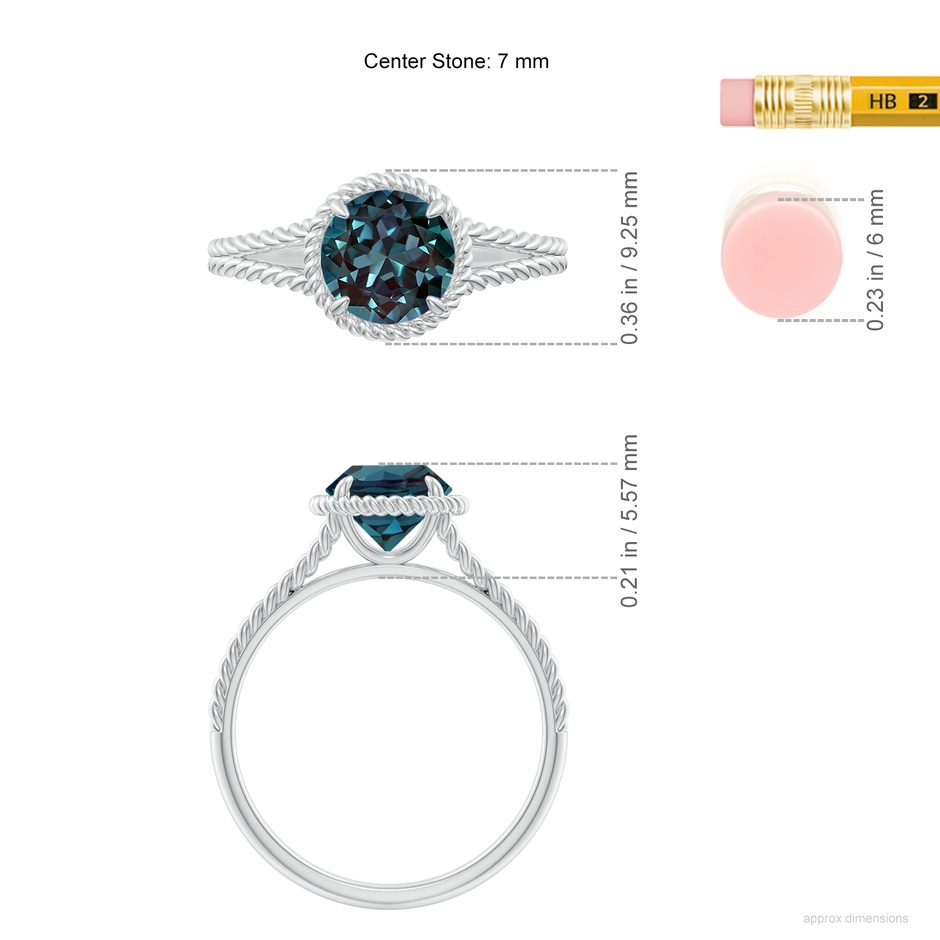 7mm Labgrown Lab-Grown Alexandrite Twist Rope Split Shank Ring in P950 Platinum ruler