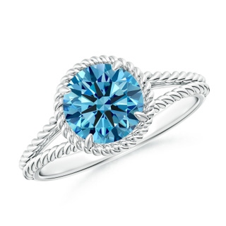 7.4mm Labgrown Lab-Grown Fancy Intense Blue Diamond Twist Rope Split Shank Ring in P950 Platinum