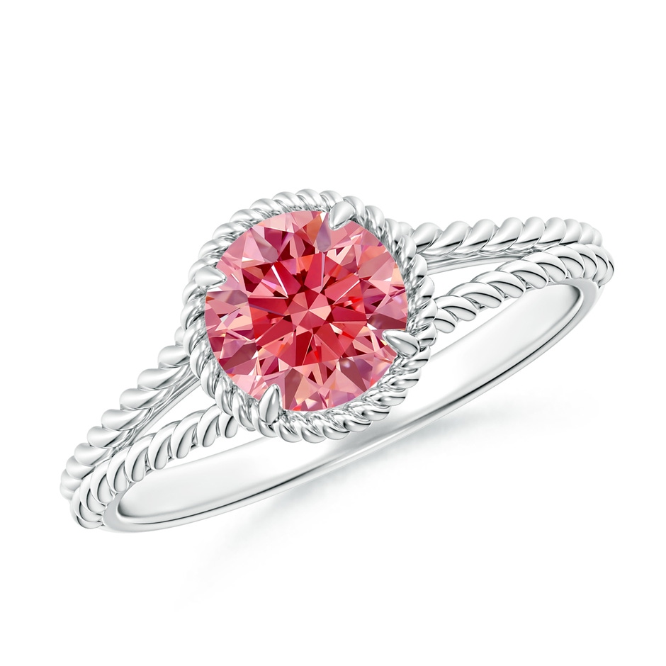 6.4mm Labgrown Lab-Grown Fancy Intense Pink Diamond Twist Rope Split Shank Ring in White Gold 