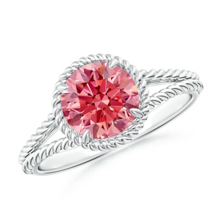 7.4mm Labgrown Lab-Grown Fancy Intense Pink Diamond Twist Rope Split Shank Ring in White Gold