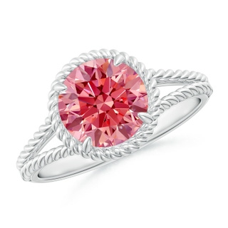 8mm Labgrown Lab-Grown Fancy Intense Pink Diamond Twist Rope Split Shank Ring in P950 Platinum