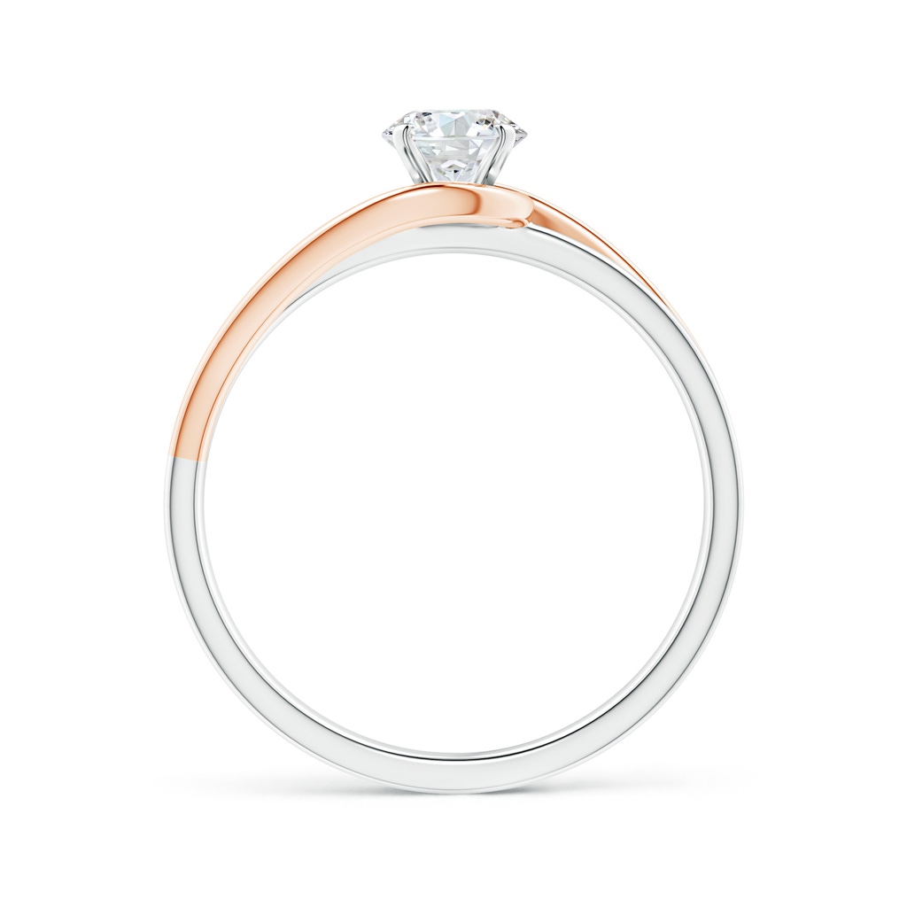 5.1mm FGVS Lab-Grown Solitaire Diamond Split Bypass Two Tone Ring in White Gold Rose Gold - side 199