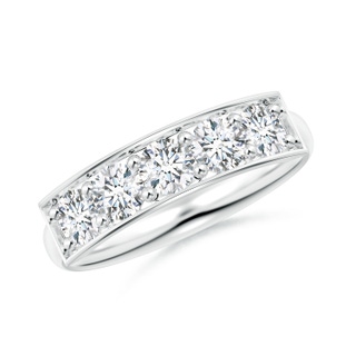 3.8mm FGVS Lab-Grown Pave Set Diamond Bar Ring with Milgrain in P950 Platinum