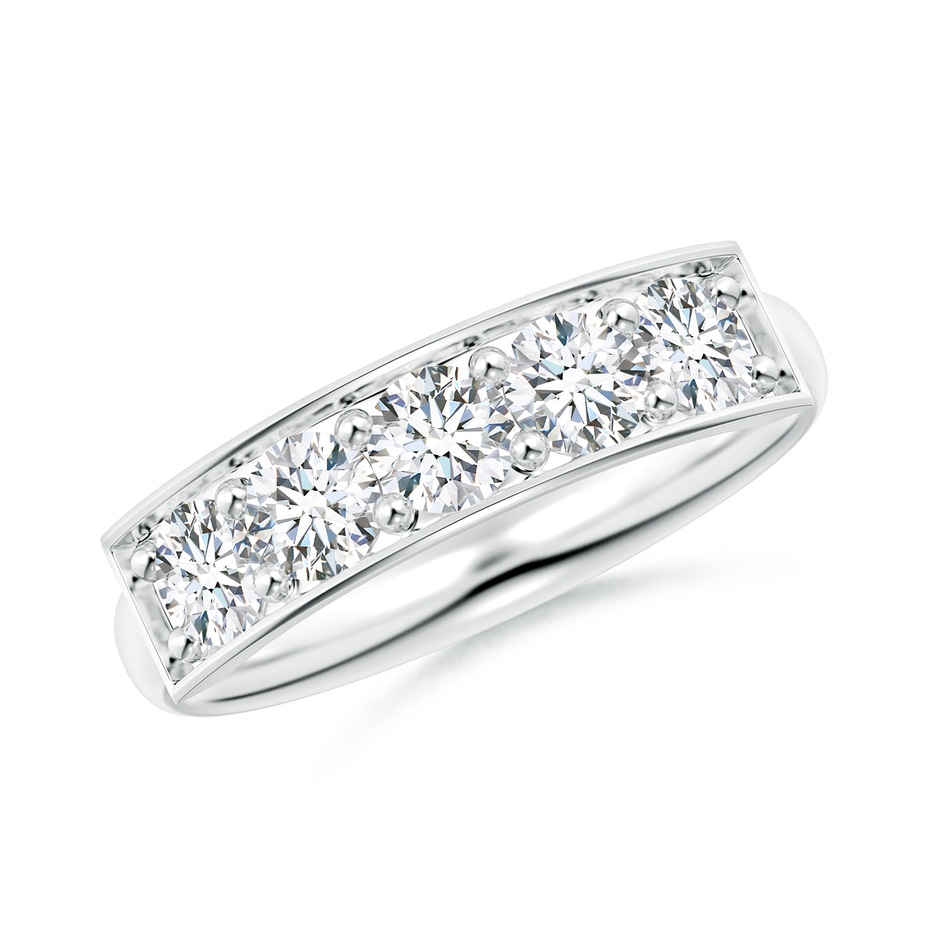 3.8mm FGVS Lab-Grown Pave Set Diamond Bar Ring with Milgrain in S999 Silver 