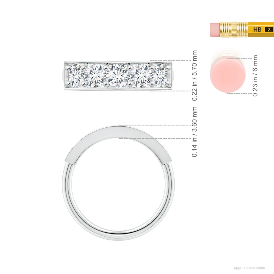 4.2mm FGVS Lab-Grown Pave Set Diamond Bar Ring with Milgrain in 18K White Gold ruler