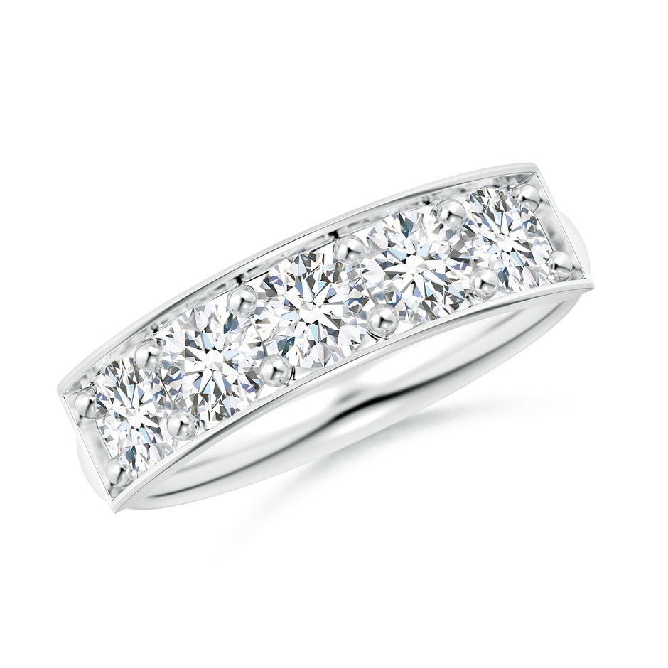 4.2mm FGVS Lab-Grown Pave Set Diamond Bar Ring with Milgrain in S999 Silver 