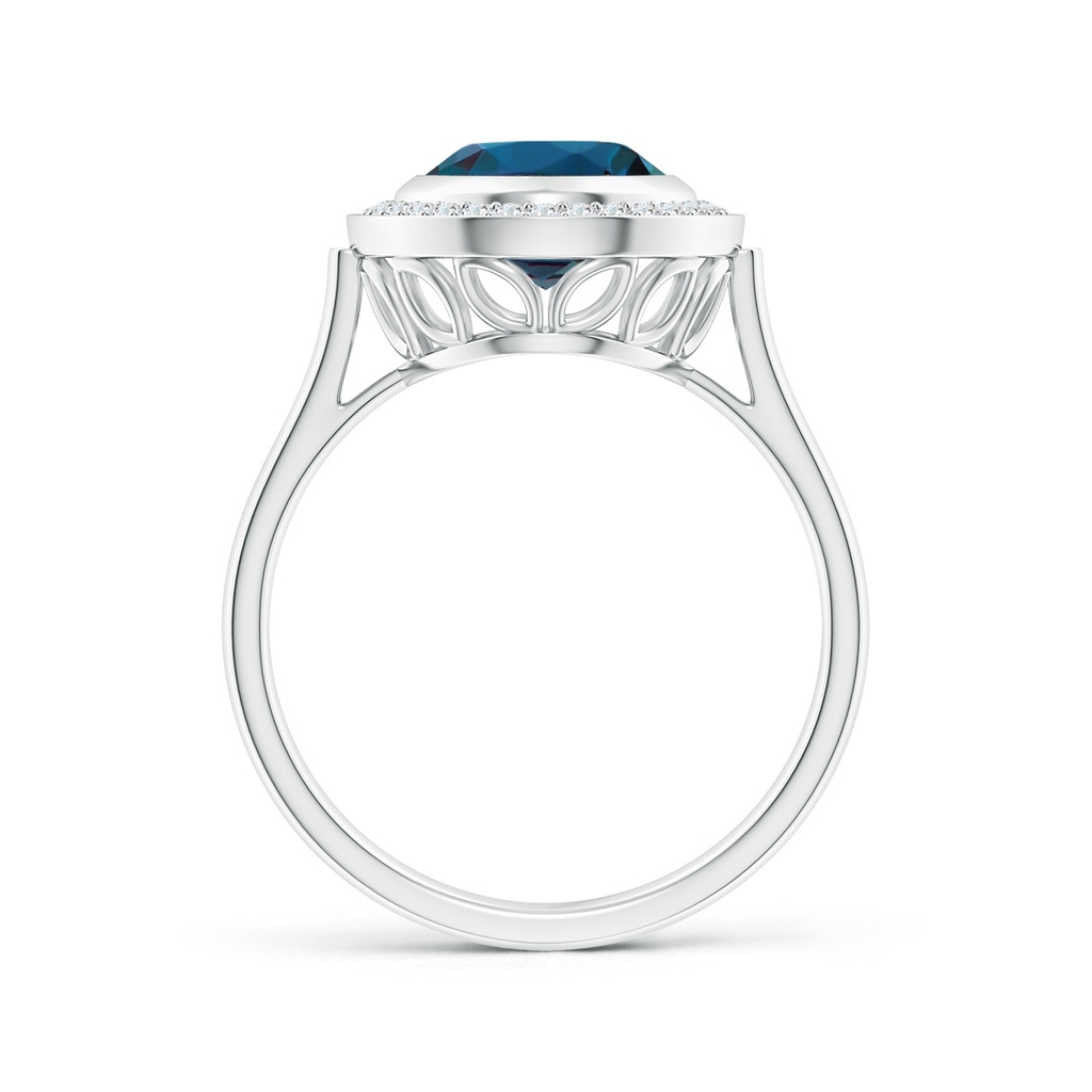 10x8mm Labgrown Bezel-Set Oval Lab-Grown Alexandrite Ring with Diamond Halo in White Gold - side 199