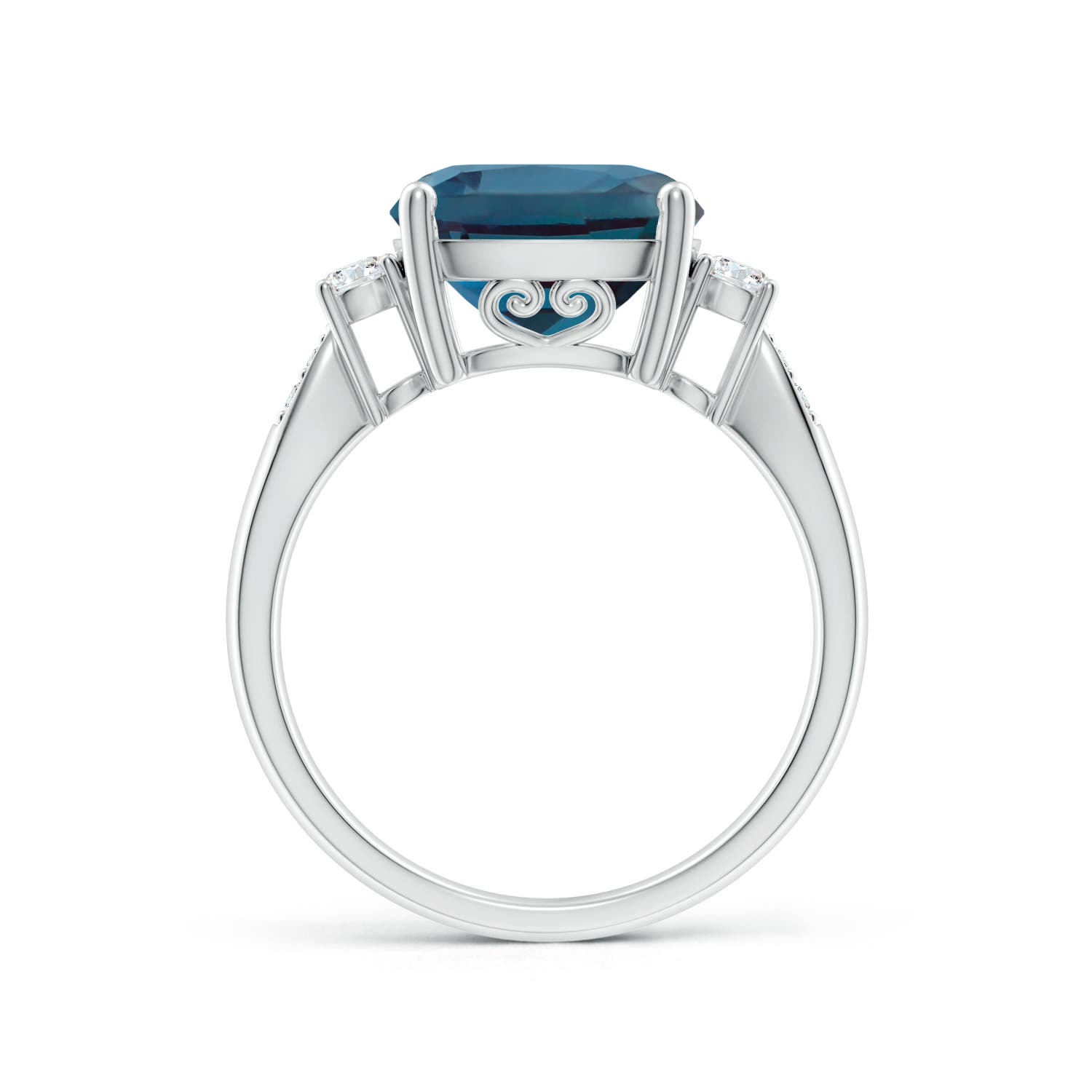 10mm Labgrown Cushion Lab-Grown Alexandrite Solitaire Ring with Diamond Accents in 18K White Gold