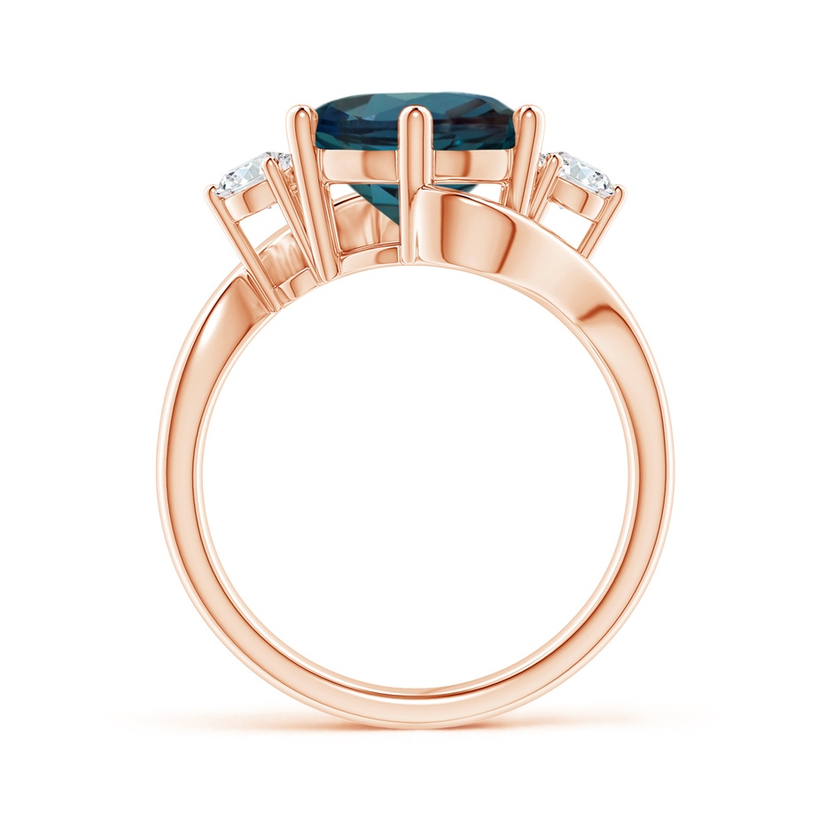 10mm Labgrown Round Lab-Grown Alexandrite and Diamond Three Stone Bypass Ring in 18K Rose Gold side 199