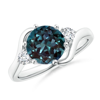 8mm Labgrown Round Lab-Grown Alexandrite and Diamond Three Stone Bypass Ring in P950 Platinum