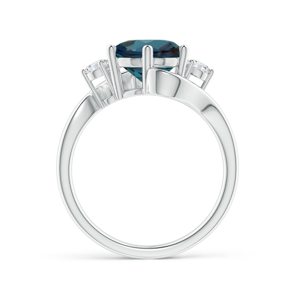 9mm Labgrown Round Lab-Grown Alexandrite and Diamond Three Stone Bypass Ring in P950 Platinum side 199