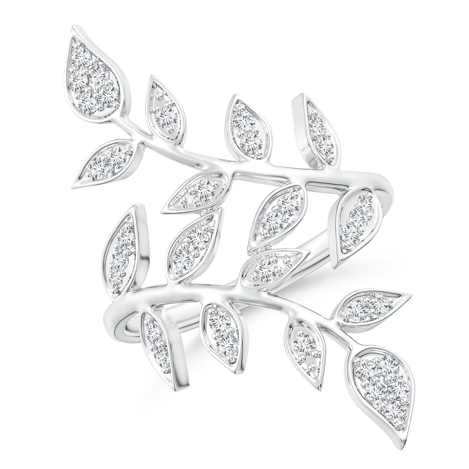 1.5mm FGVS Lab-Grown Pave Set Diamond Olive Leaf Vine Ring in 18K White Gold 