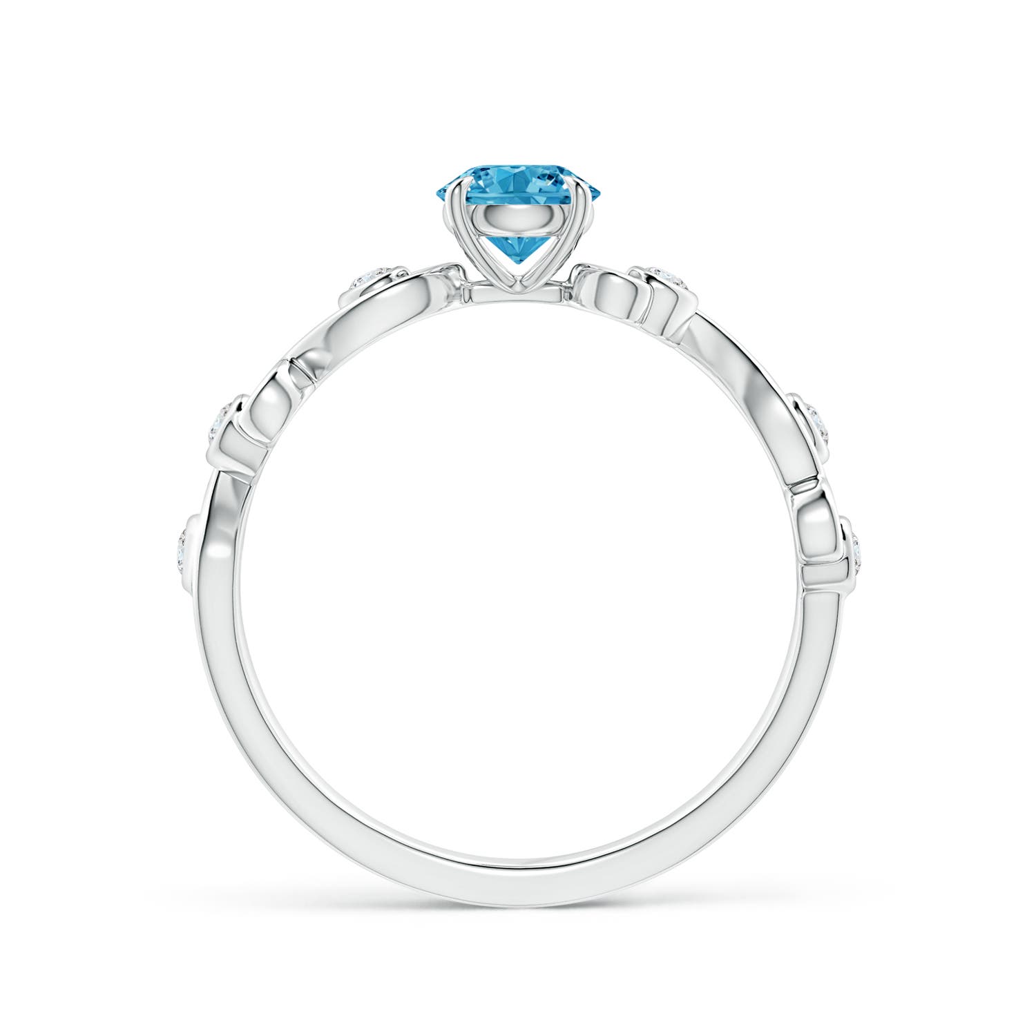 4.5mm Labgrown Lab-Grown Fancy Intense Blue and White Diamond Ivy Scroll Ring in 18K White Gold