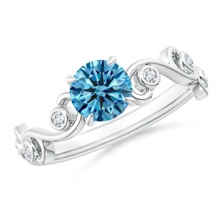 5.4mm Labgrown Lab-Grown Fancy Intense Blue and White Diamond Ivy Scroll Ring in White Gold